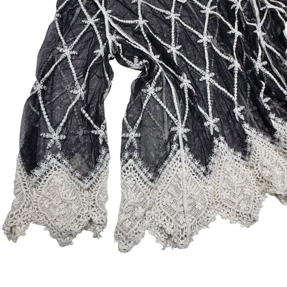 Whimsigoth Top Sz.L Black Mesh Embroidered Sheer Dark Romantic Witchy Goth - Picture 4 of 12